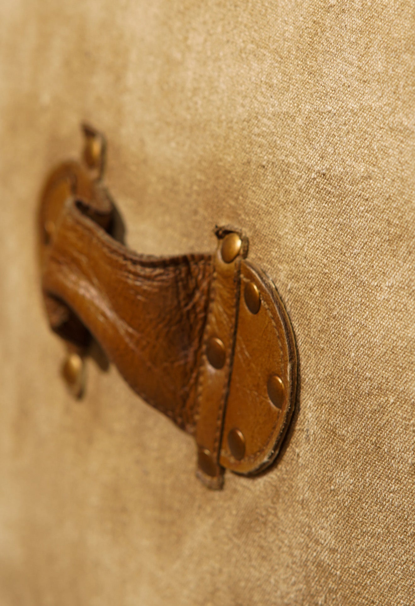 Monstera Leather & Canvas Pouf – Handmade Cube Ottoman | Brown | Filled - BBH HOMES LLC
