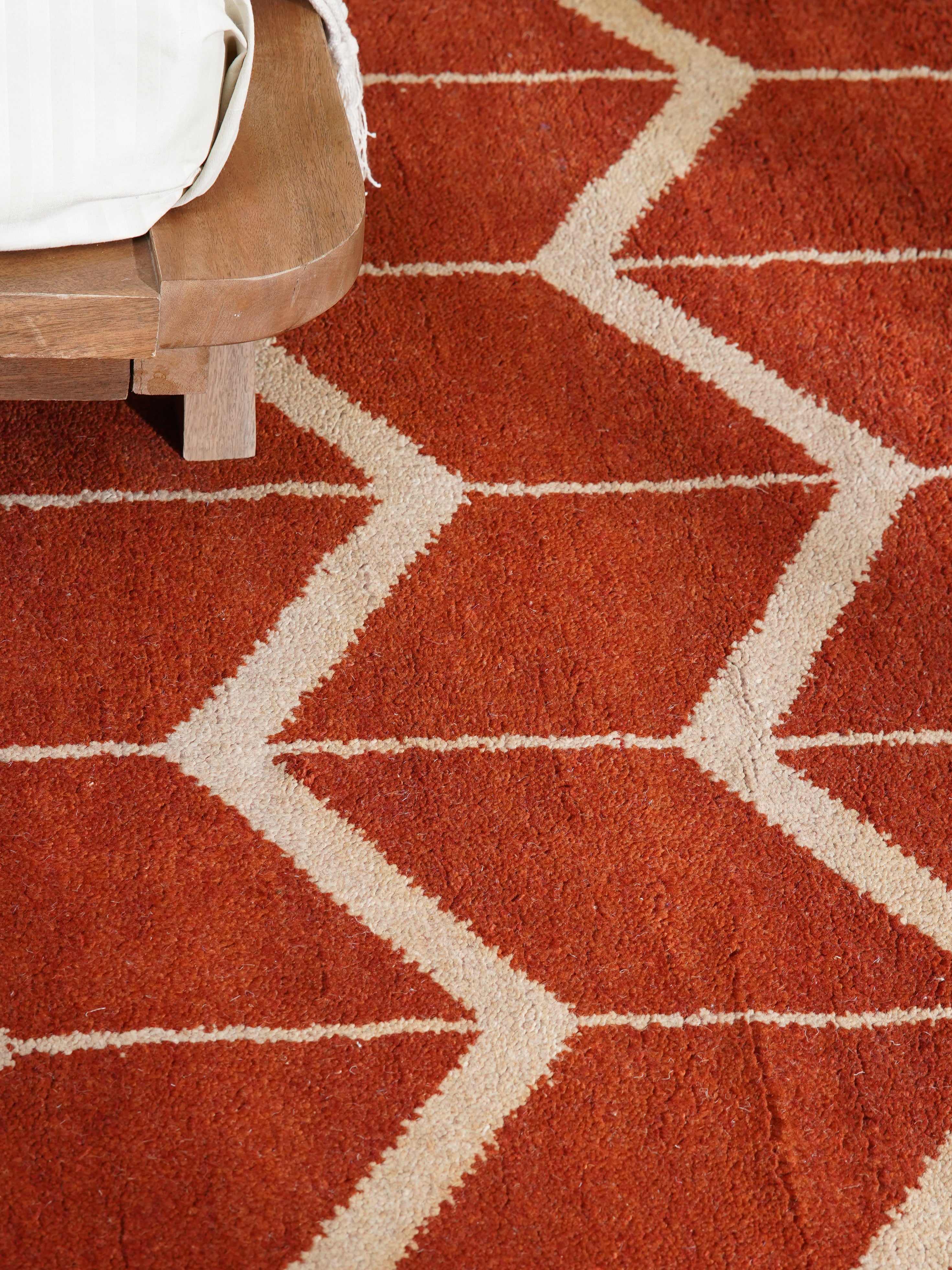 Chevron Hand Knotted Wool Area Rug