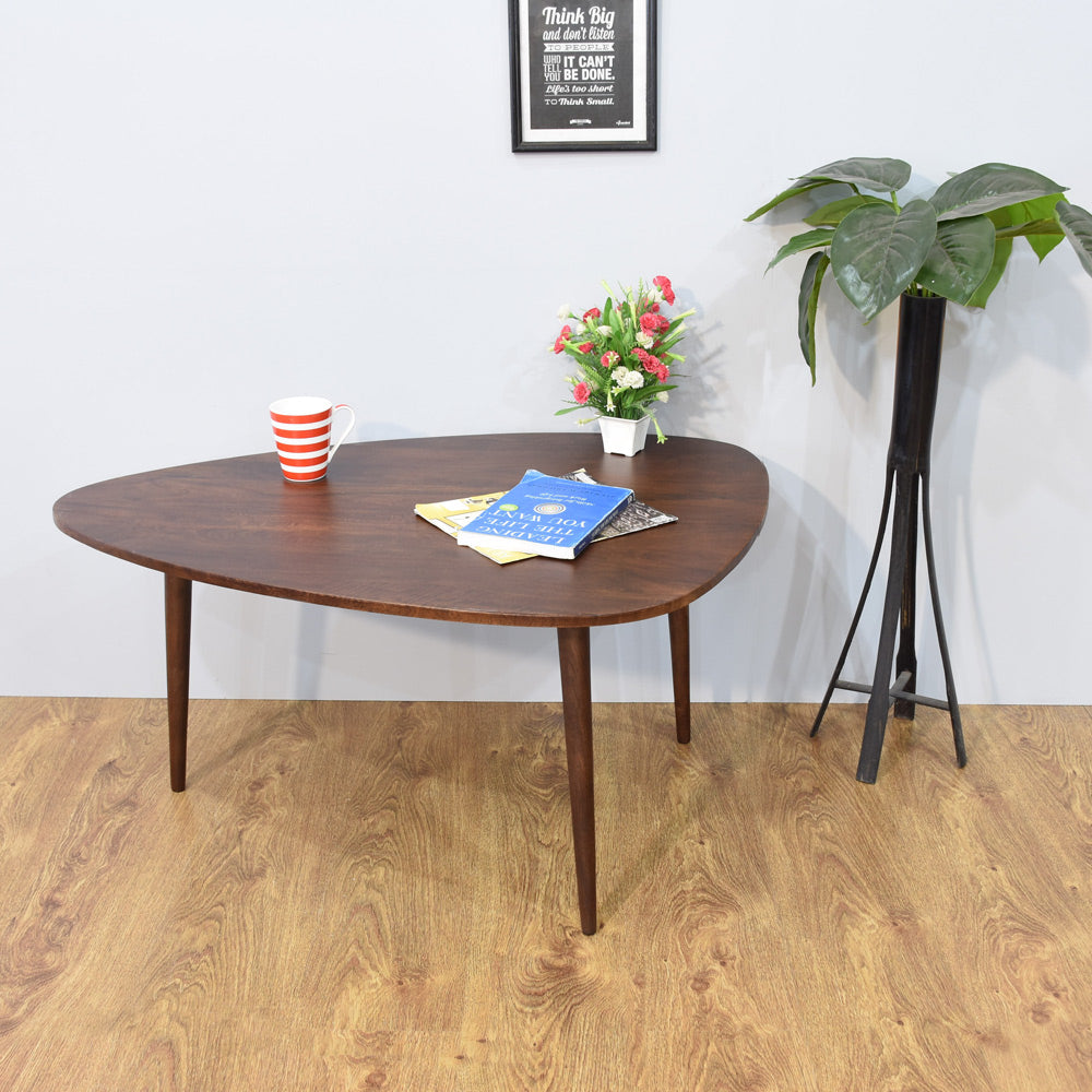 Oval Solid Wood Coffee Table - Walnut