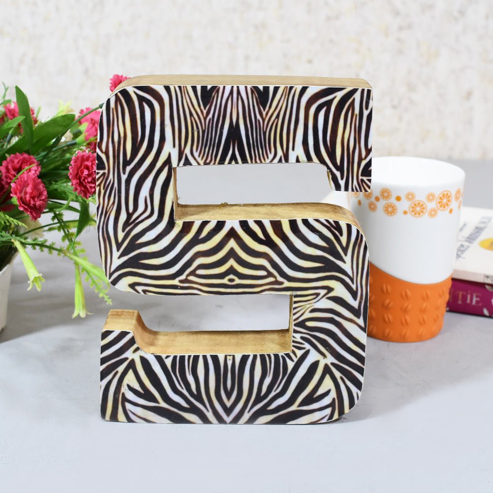 Safari Zebra Stripe Mango Wood Letter Block - BBH HOMES LLC