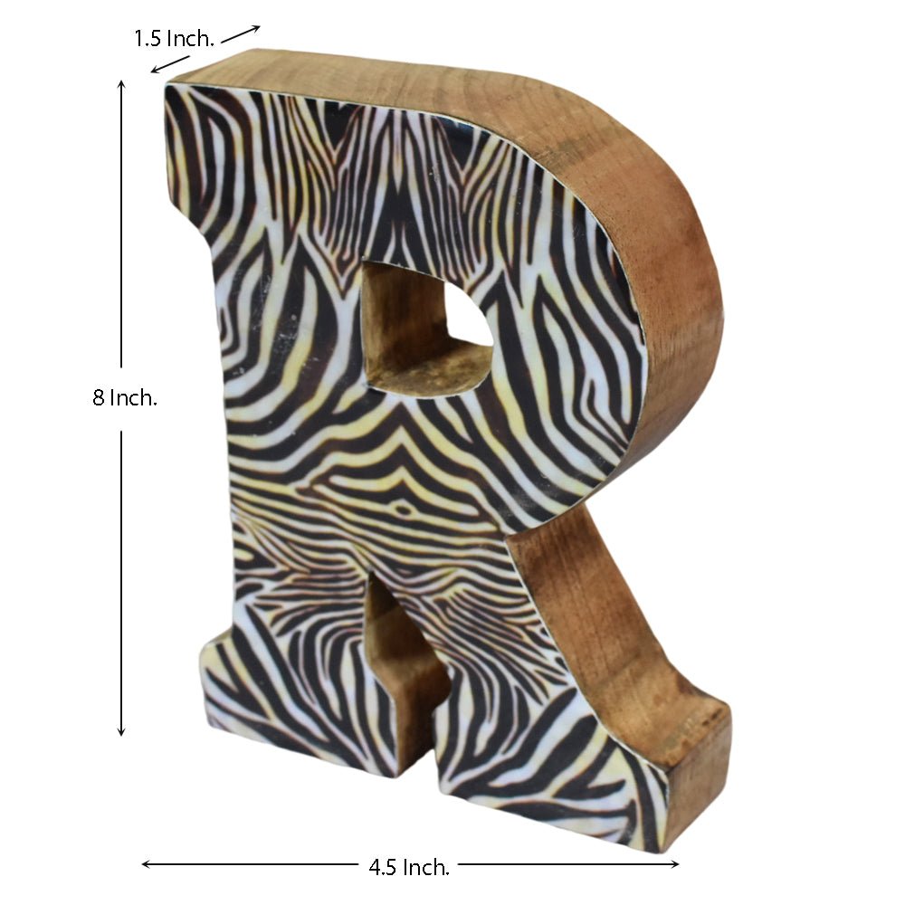 Safari Zebra Stripe Mango Wood Letter Block - BBH HOMES LLC