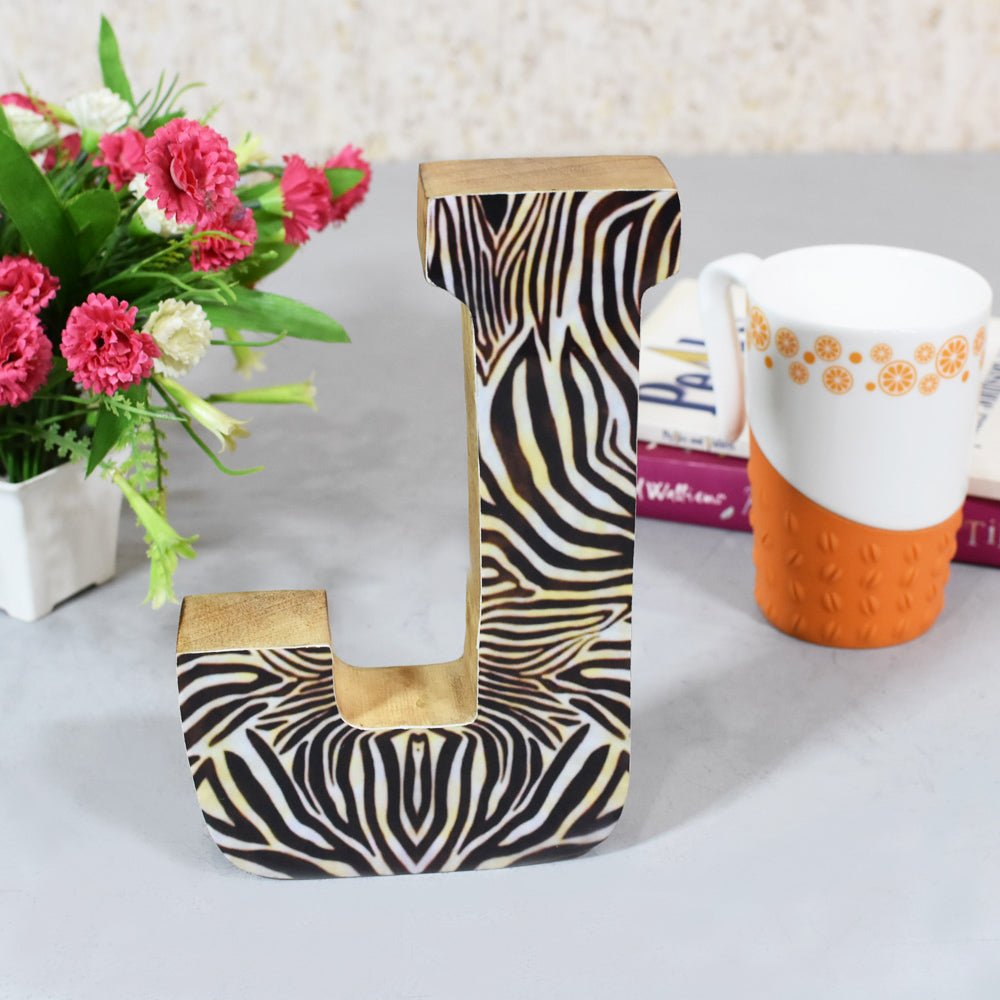 Safari Zebra Stripe Mango Wood Letter Block - BBH HOMES LLC