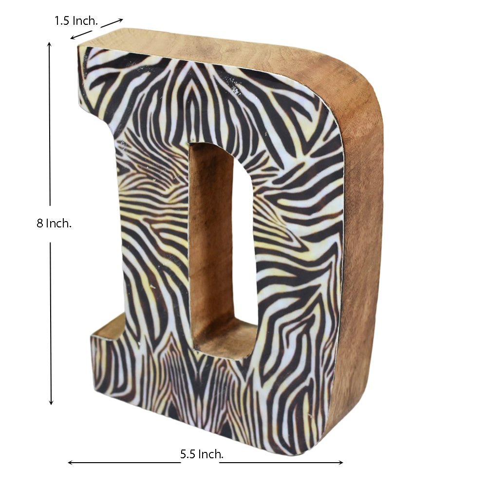 Safari Zebra Stripe Mango Wood Letter Block - BBH HOMES LLC