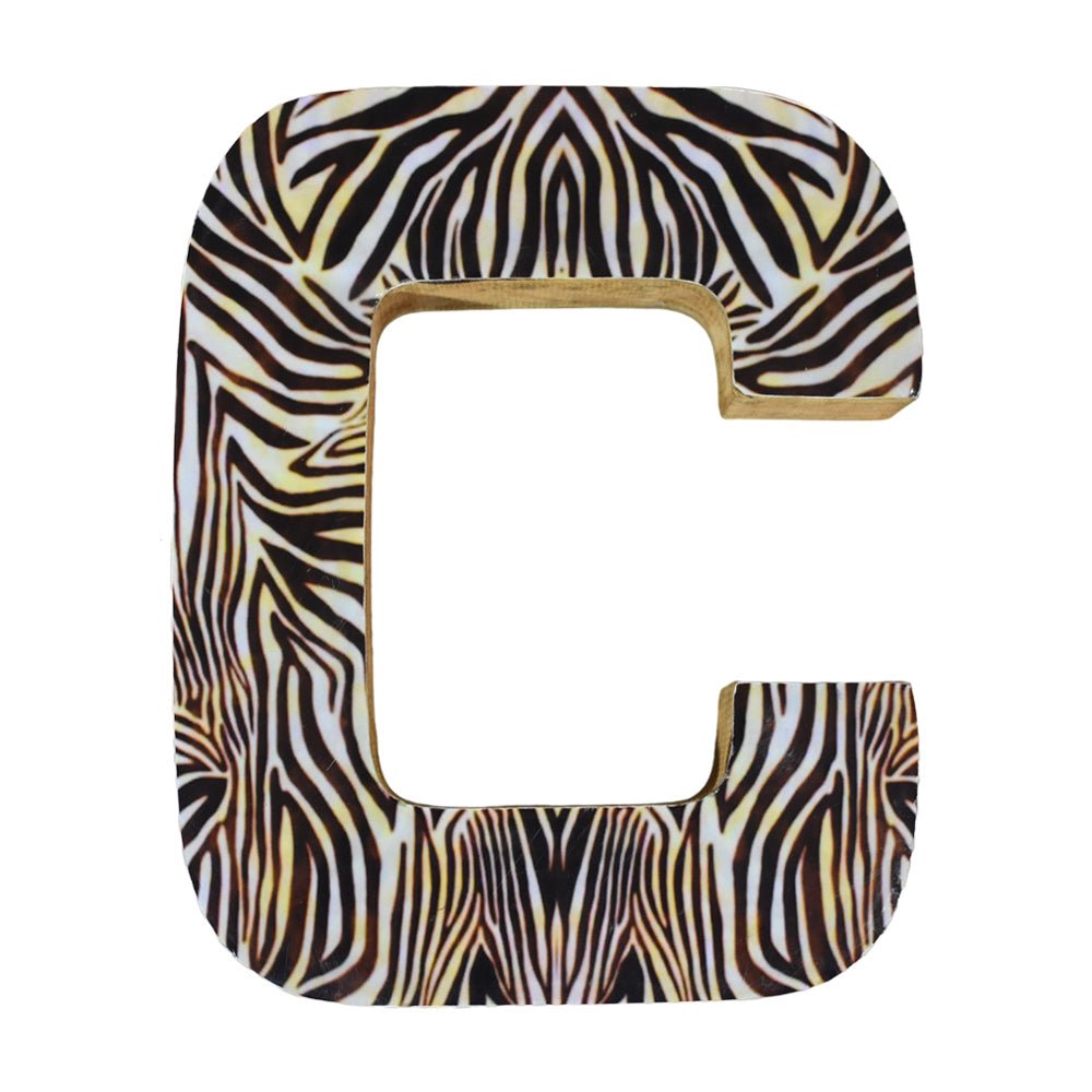 Safari Zebra Stripe Mango Wood Letter Block - BBH HOMES LLC