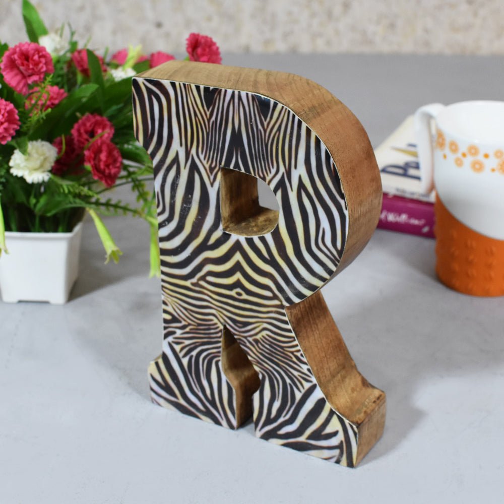 Safari Zebra Stripe Mango Wood Letter Block - BBH HOMES LLC