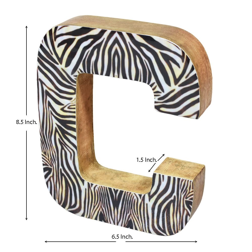 Safari Zebra Stripe Mango Wood Letter Block - BBH HOMES LLC