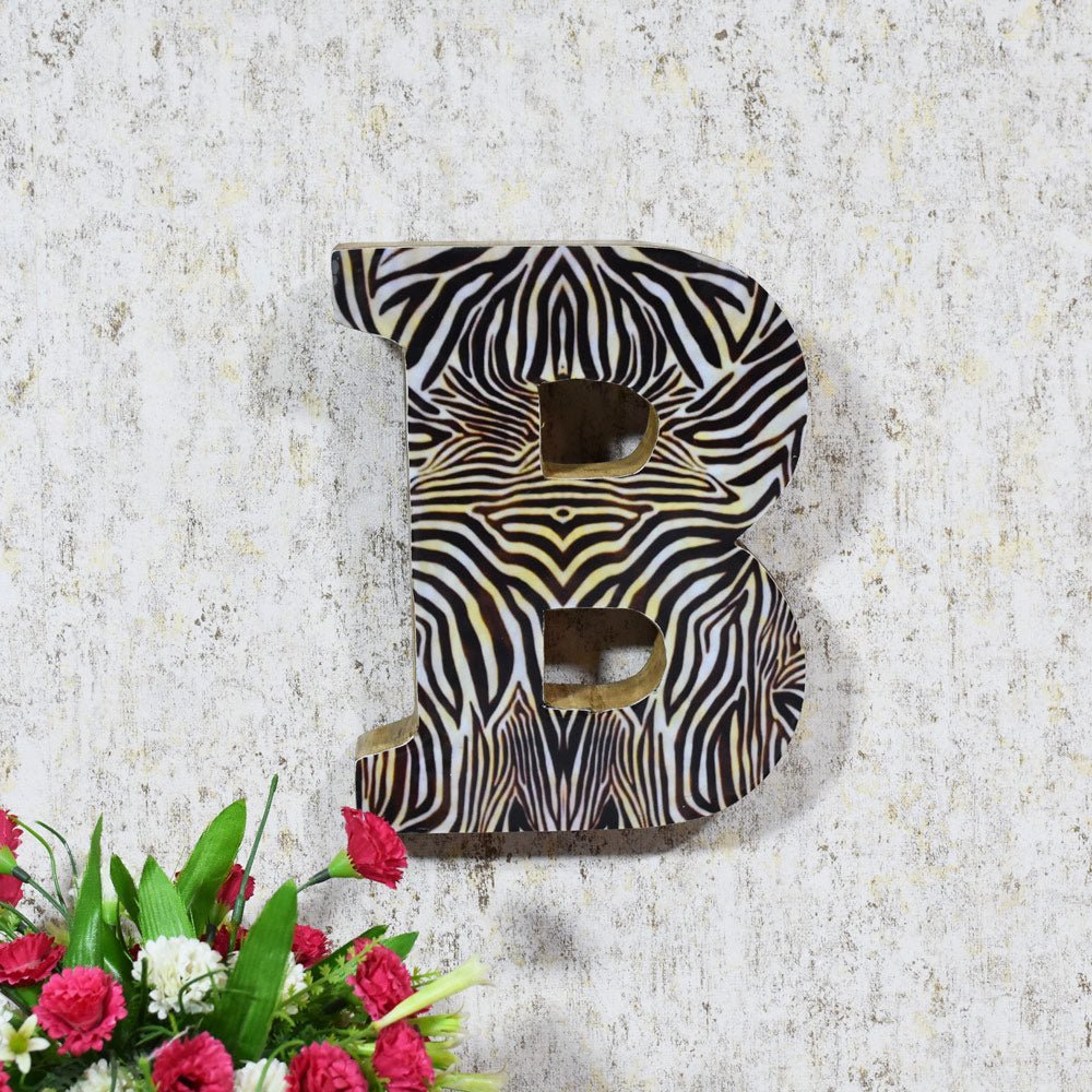 Safari Zebra Stripe Mango Wood Letter Block - BBH HOMES LLC
