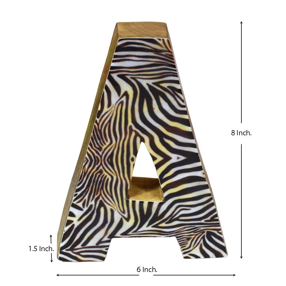 Safari Zebra Stripe Mango Wood Letter Block - BBH HOMES LLC