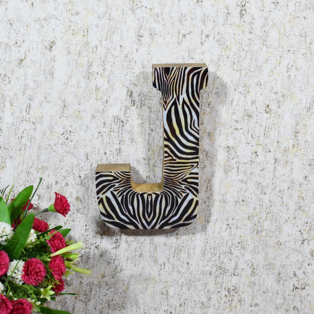 Safari Zebra Stripe Mango Wood Letter Block - BBH HOMES LLC