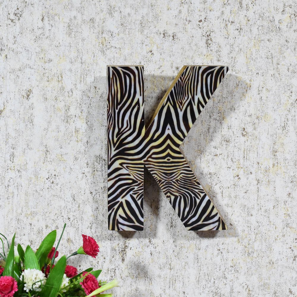 Safari Zebra Stripe Mango Wood Letter Block - BBH HOMES LLC