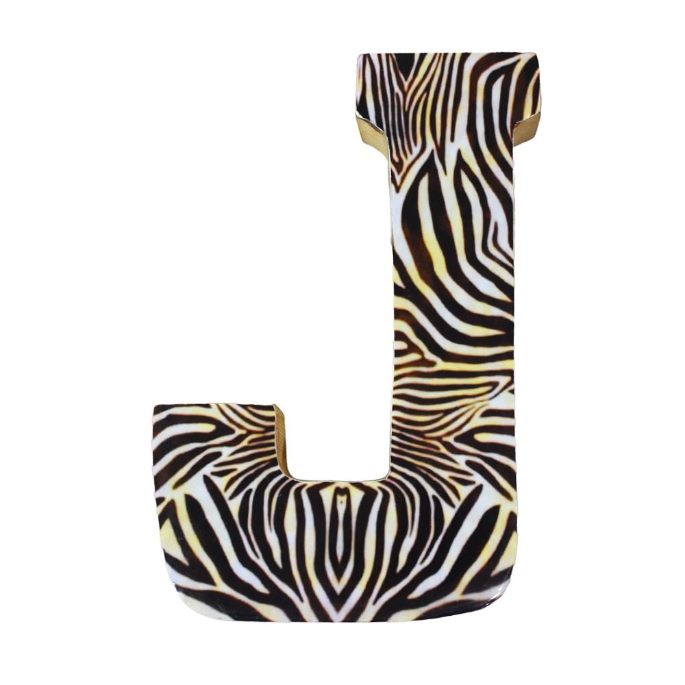 Safari Zebra Stripe Mango Wood Letter Block - BBH HOMES LLC