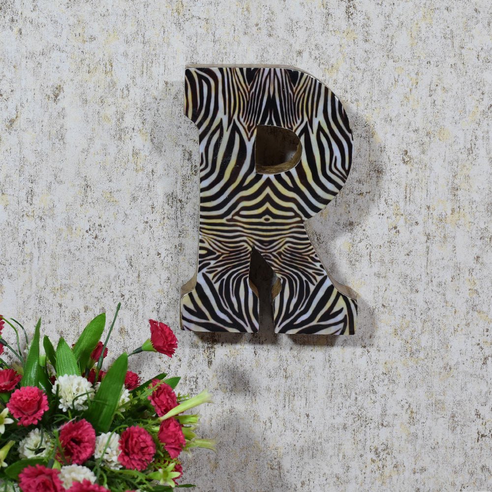 Safari Zebra Stripe Mango Wood Letter Block - BBH HOMES LLC
