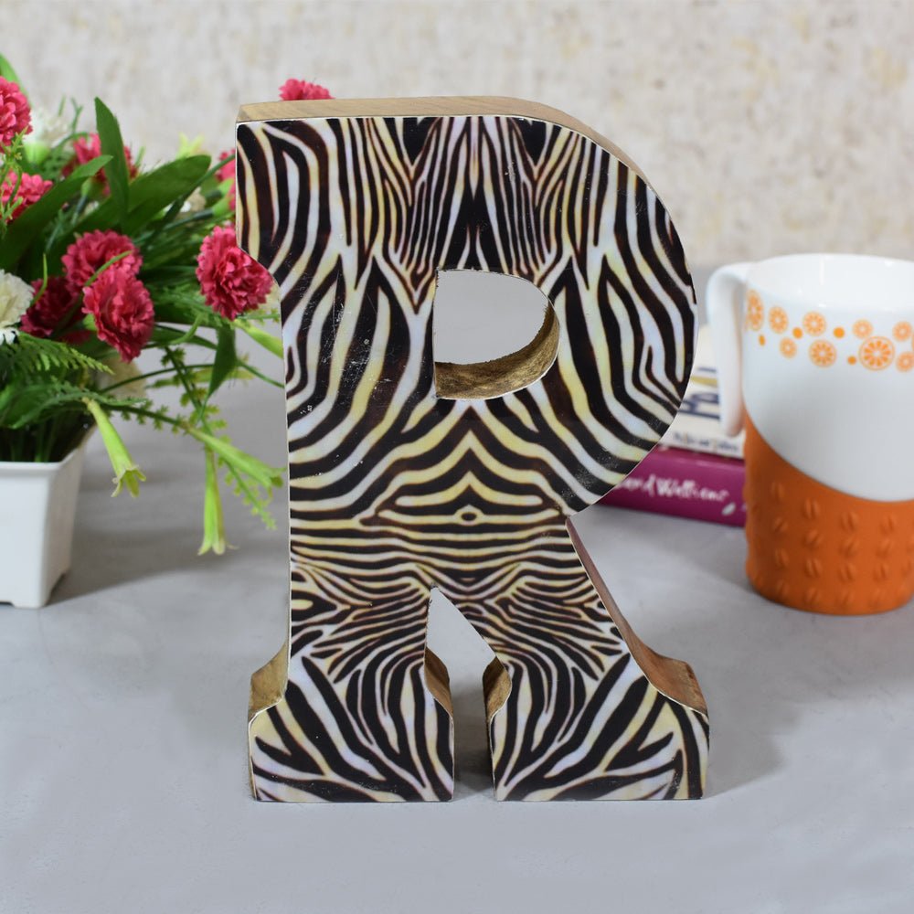 Safari Zebra Stripe Mango Wood Letter Block - BBH HOMES LLC