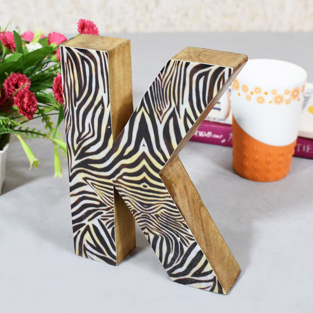 Safari Zebra Stripe Mango Wood Letter Block - BBH HOMES LLC