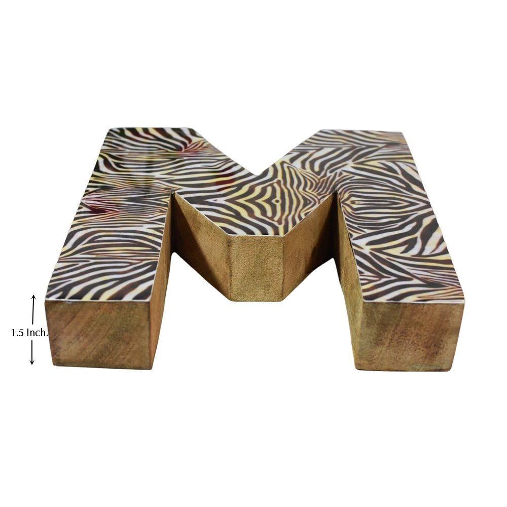 Safari Zebra Stripe Mango Wood Letter Block - BBH HOMES LLC
