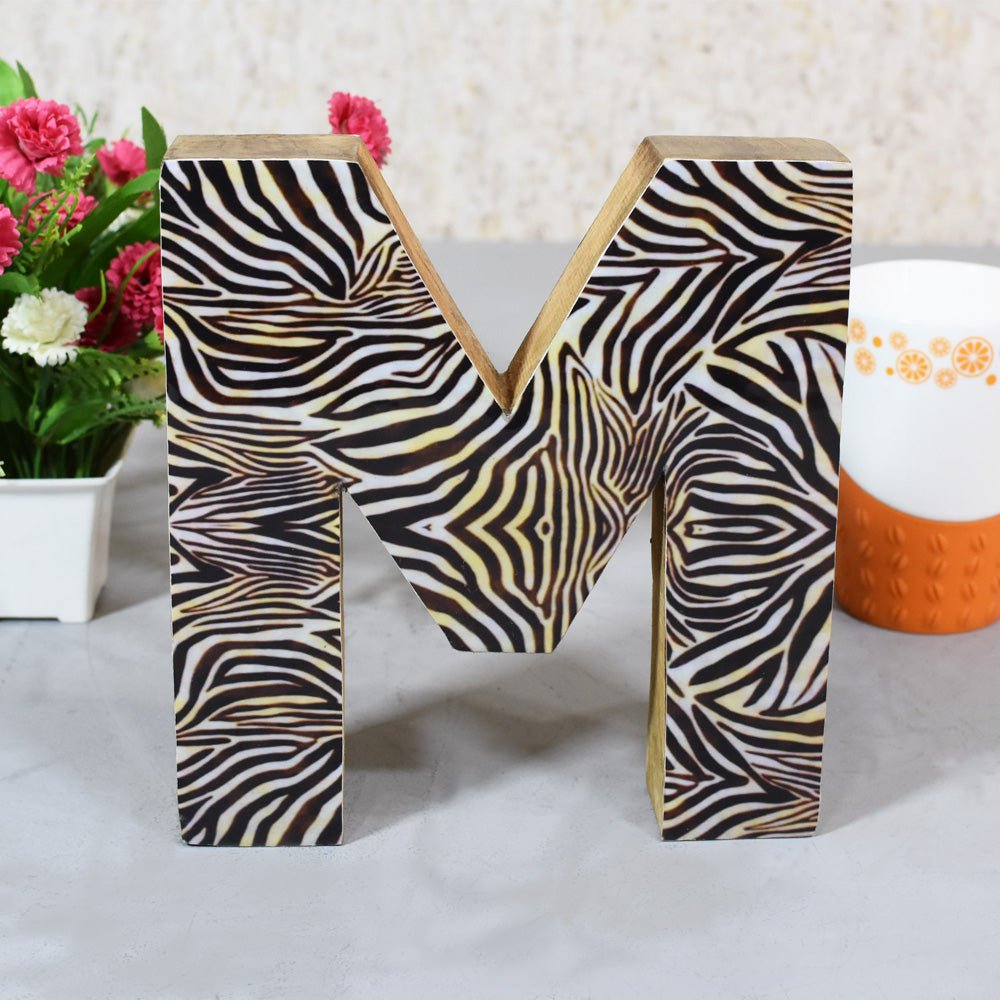 Safari Zebra Stripe Mango Wood Letter Block - BBH HOMES LLC