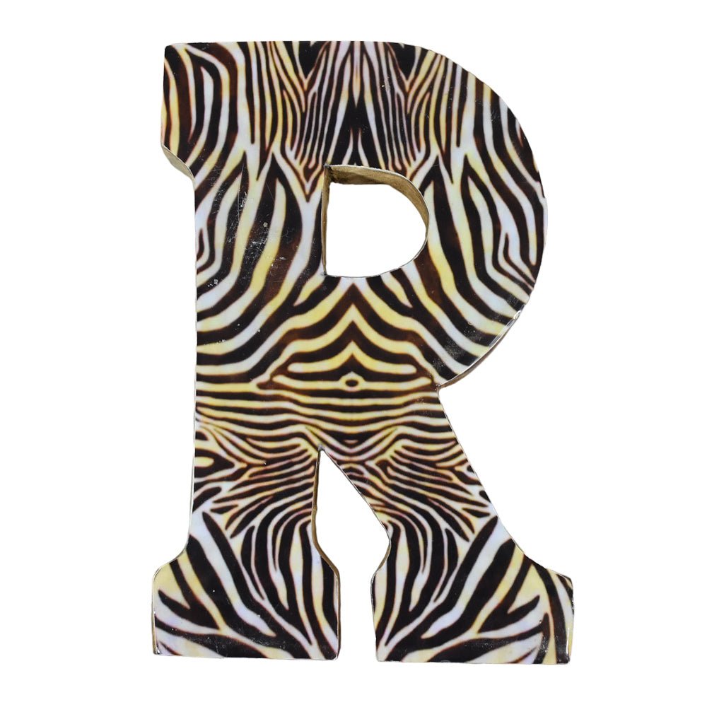 Safari Zebra Stripe Mango Wood Letter Block - BBH HOMES LLC