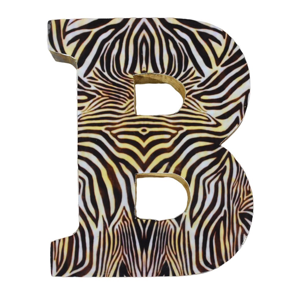 Safari Zebra Stripe Mango Wood Letter Block - BBH HOMES LLC