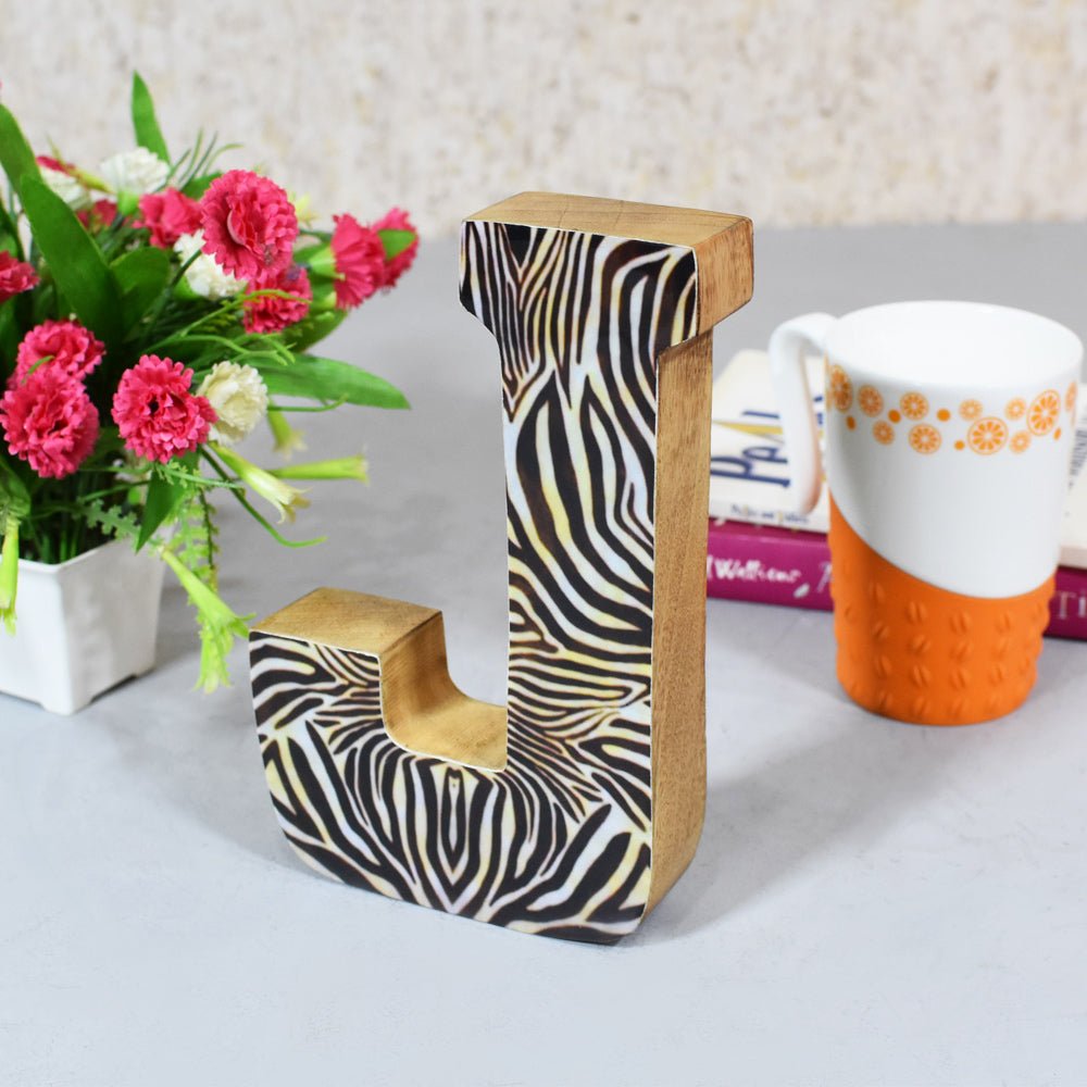 Safari Zebra Stripe Mango Wood Letter Block - BBH HOMES LLC