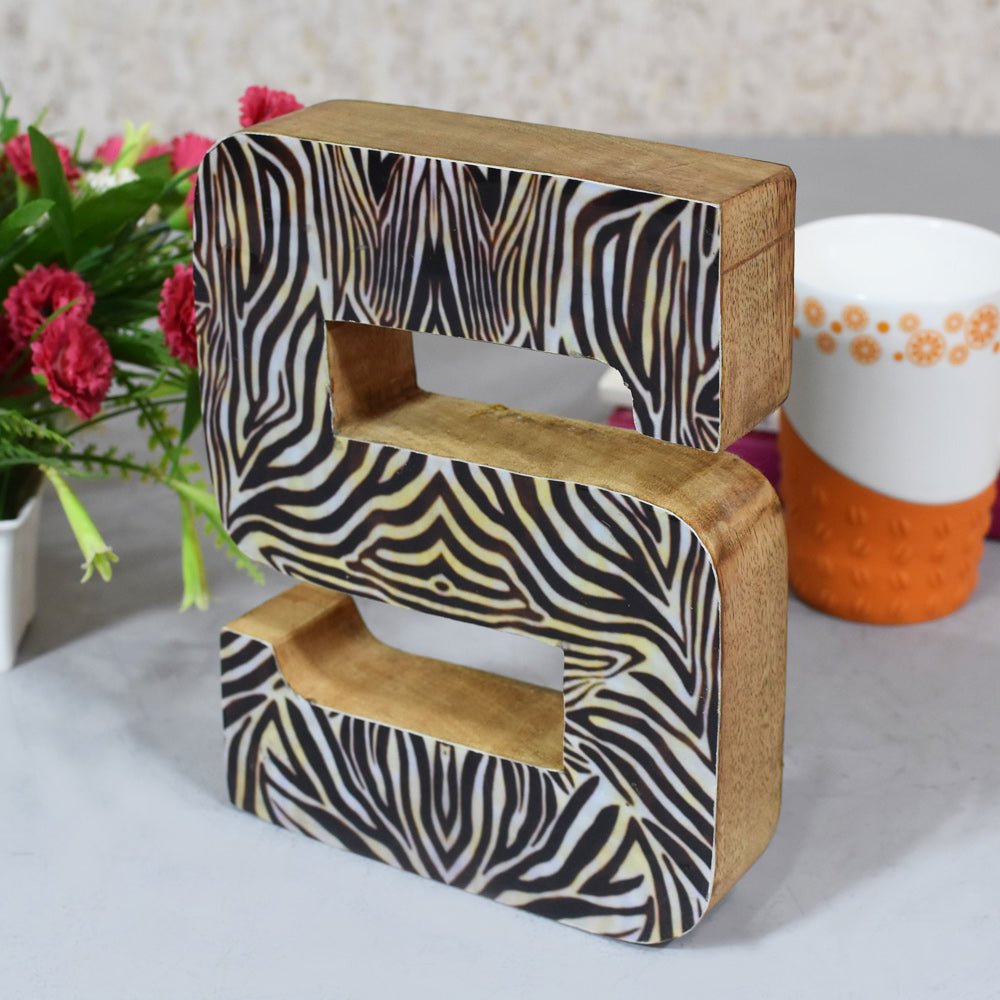 Safari Zebra Stripe Mango Wood Letter Block - BBH HOMES LLC