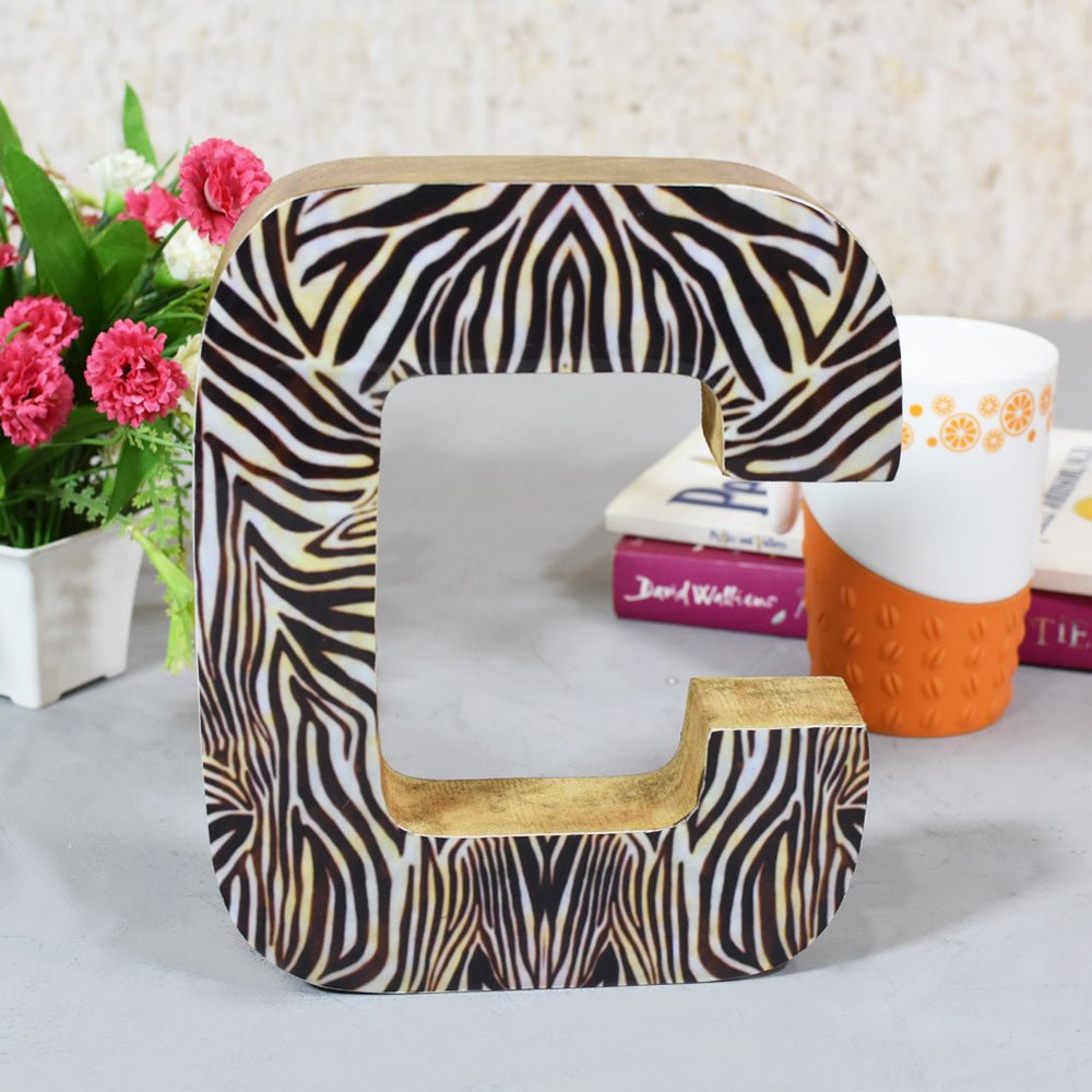 Safari Zebra Stripe Mango Wood Letter Block - BBH HOMES LLC