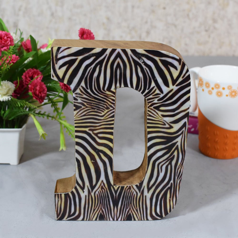 Safari Zebra Stripe Mango Wood Letter Block - BBH HOMES LLC