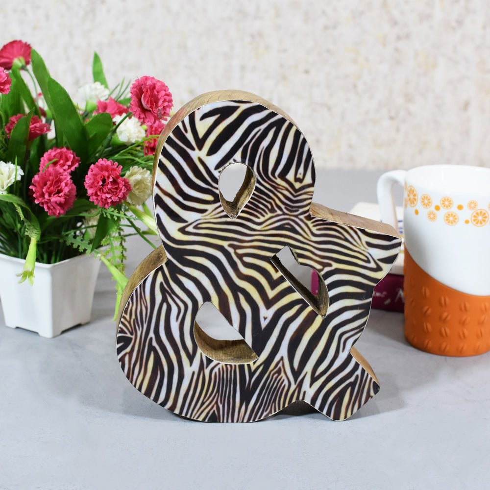 Safari Zebra Stripe Mango Wood Letter Block - BBH HOMES LLC