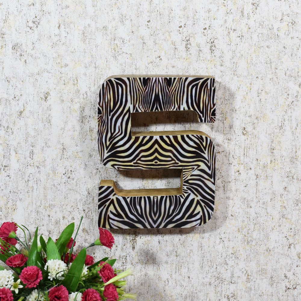 Safari Zebra Stripe Mango Wood Letter Block - BBH HOMES LLC
