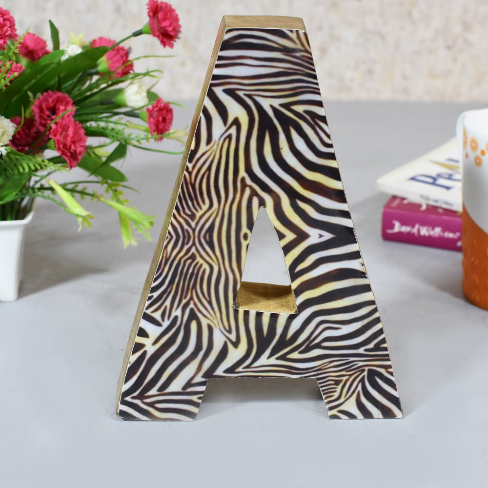 Safari Zebra Stripe Mango Wood Letter Block - BBH HOMES LLC