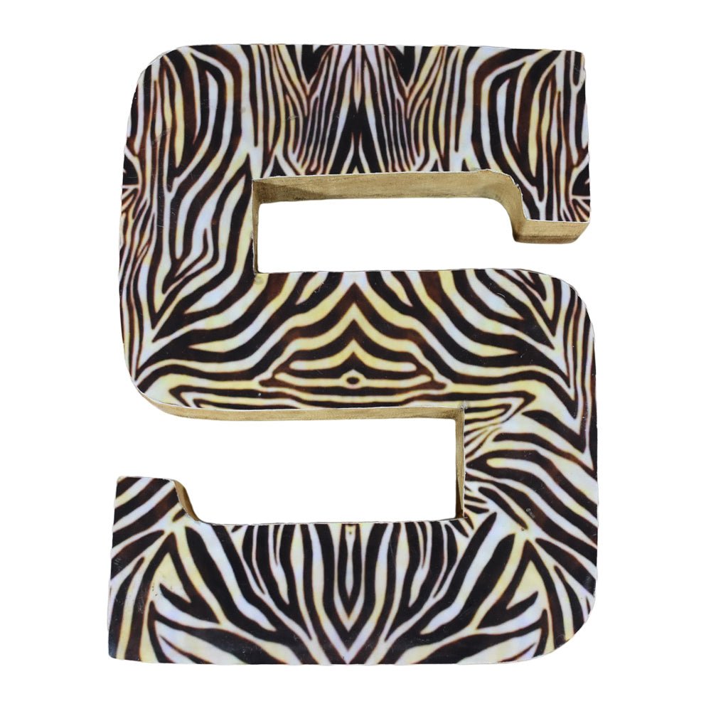 Safari Zebra Stripe Mango Wood Letter Block - BBH HOMES LLC