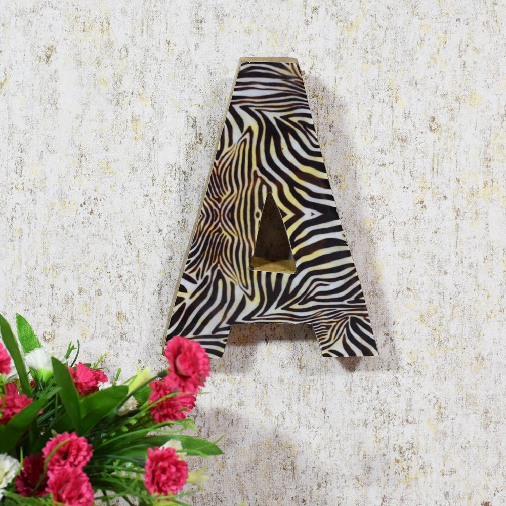 Safari Zebra Stripe Mango Wood Letter Block - BBH HOMES LLC