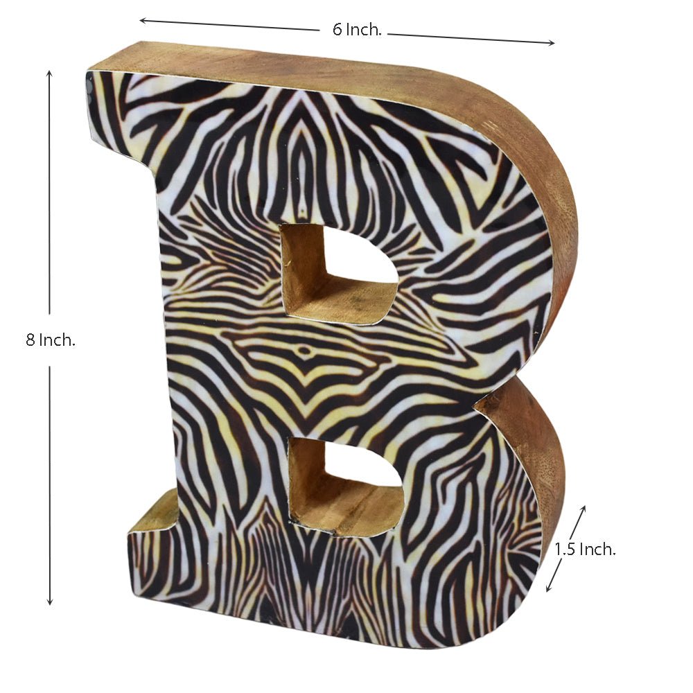 Safari Zebra Stripe Mango Wood Letter Block - BBH HOMES LLC