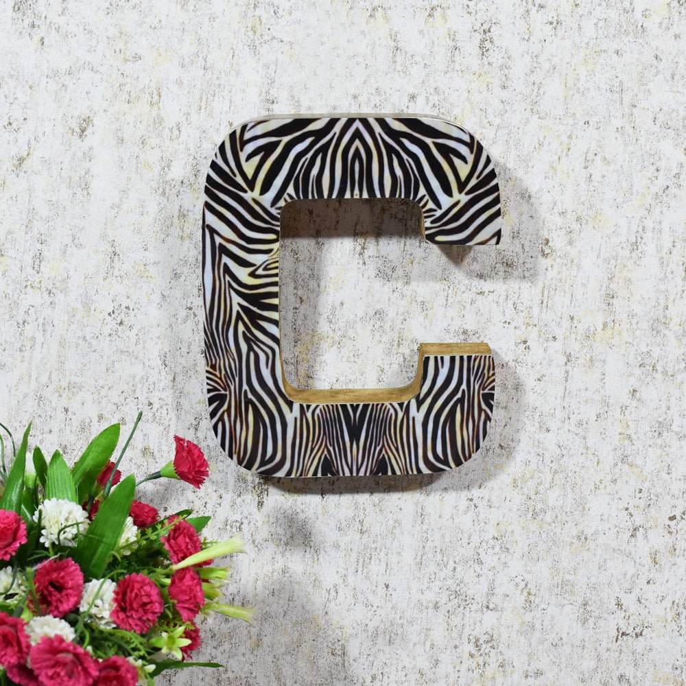 Safari Zebra Stripe Mango Wood Letter Block - BBH HOMES LLC