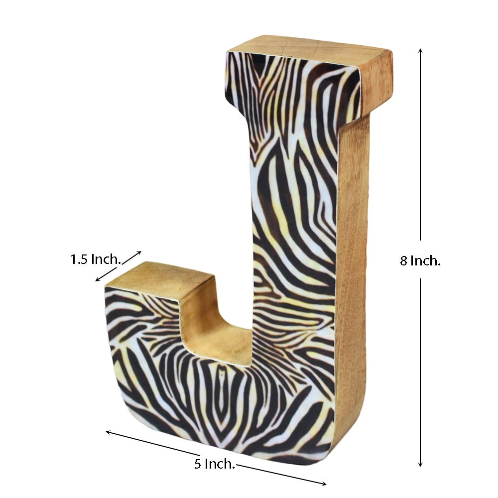 Safari Zebra Stripe Mango Wood Letter Block - BBH HOMES LLC