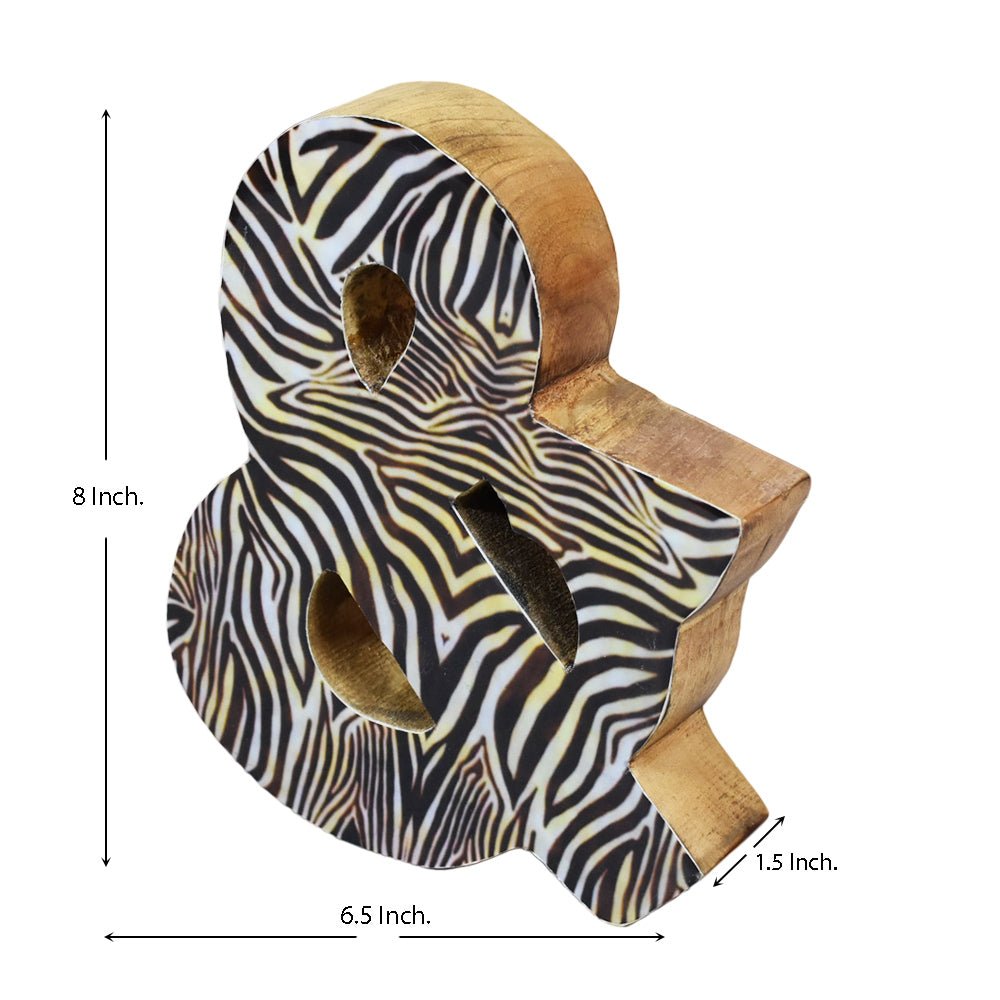 Safari Zebra Stripe Mango Wood Letter Block - BBH HOMES LLC
