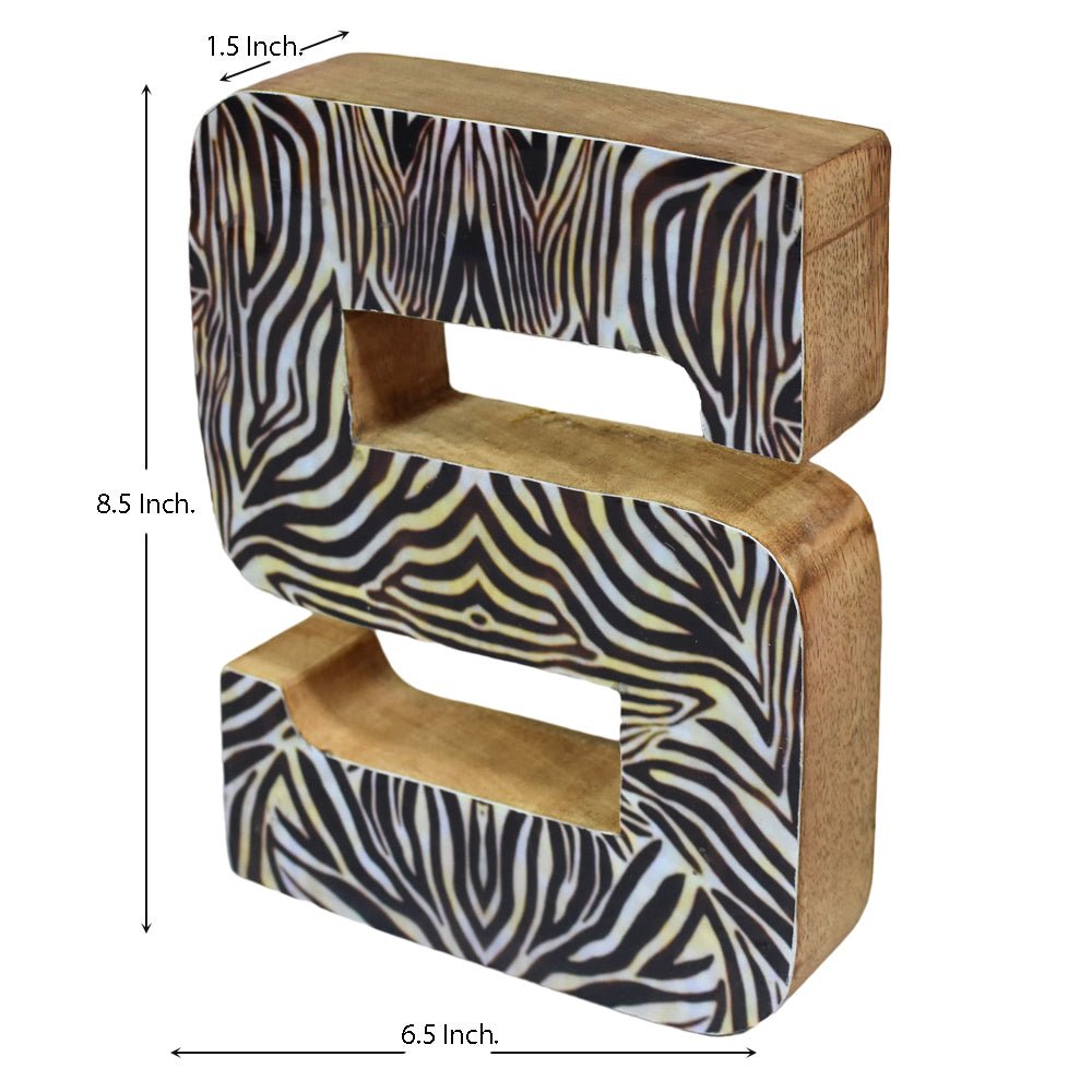 Safari Zebra Stripe Mango Wood Letter Block - BBH HOMES LLC