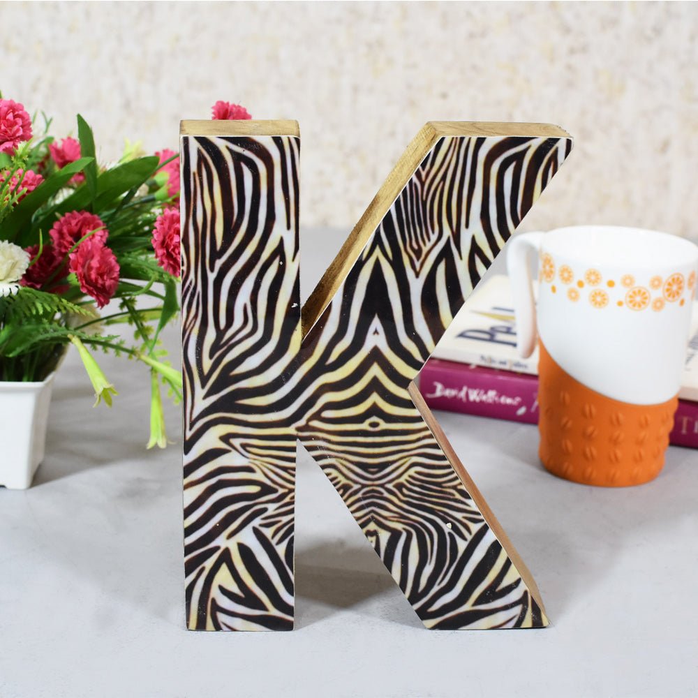 Safari Zebra Stripe Mango Wood Letter Block - BBH HOMES LLC