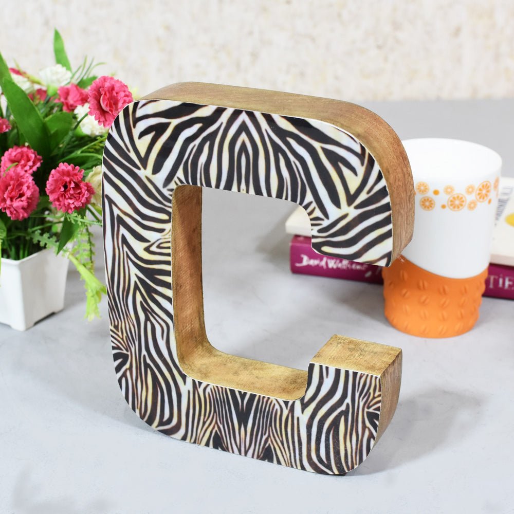 Safari Zebra Stripe Mango Wood Letter Block - BBH HOMES LLC