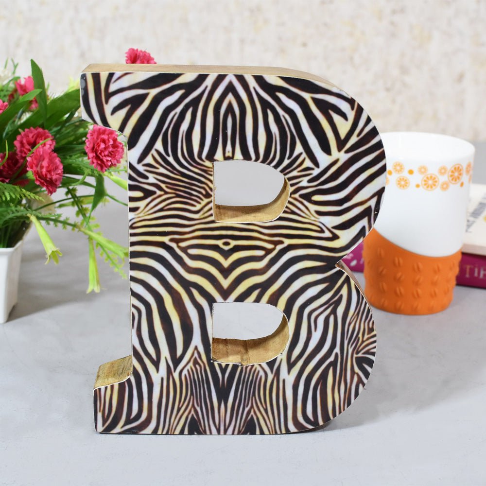 Safari Zebra Stripe Mango Wood Letter Block - BBH HOMES LLC
