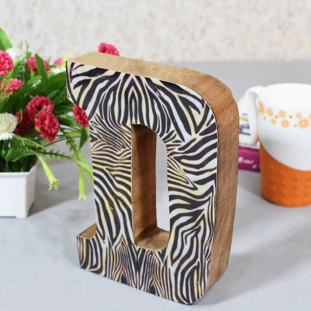 Safari Zebra Stripe Mango Wood Letter Block - BBH HOMES LLC