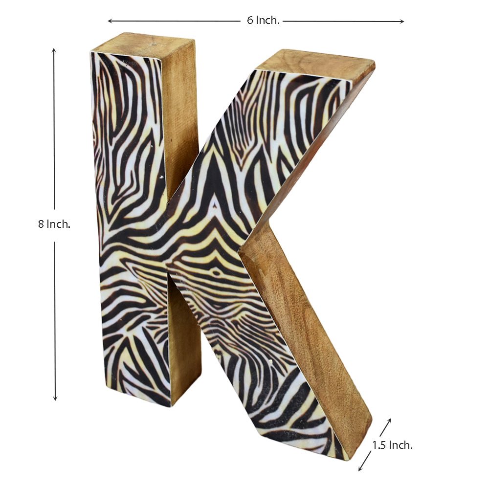 Safari Zebra Stripe Mango Wood Letter Block - BBH HOMES LLC
