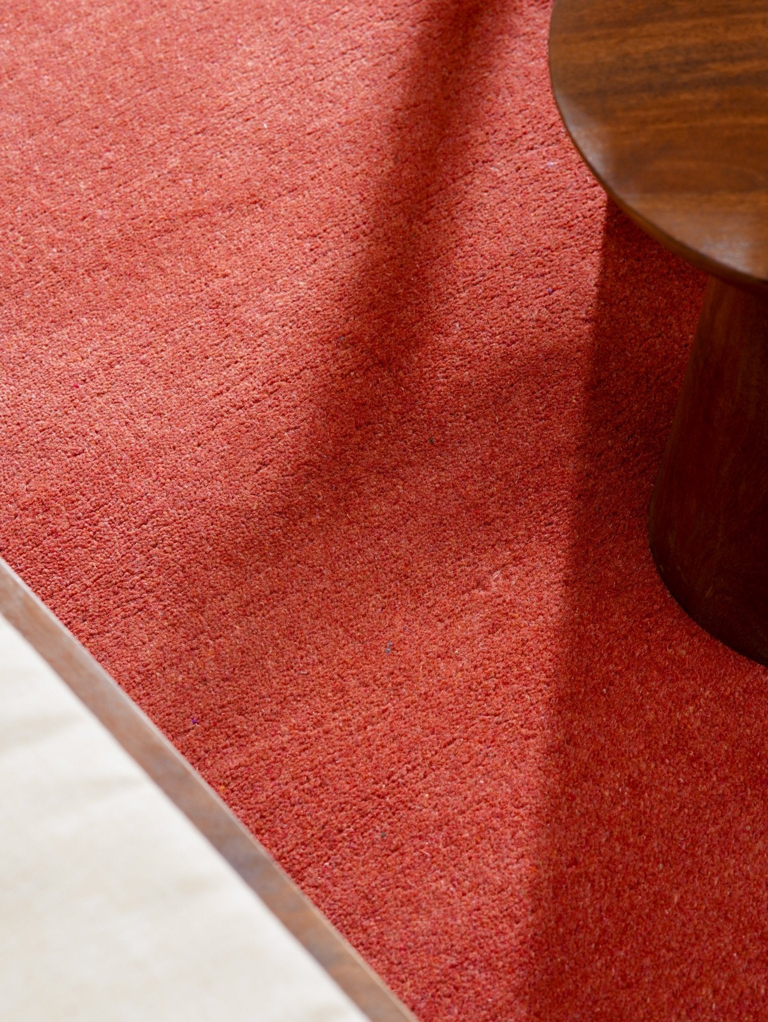 Solid Dark Red Hand Knotted Tibbati Wool Rug - BBH HOMES LLC