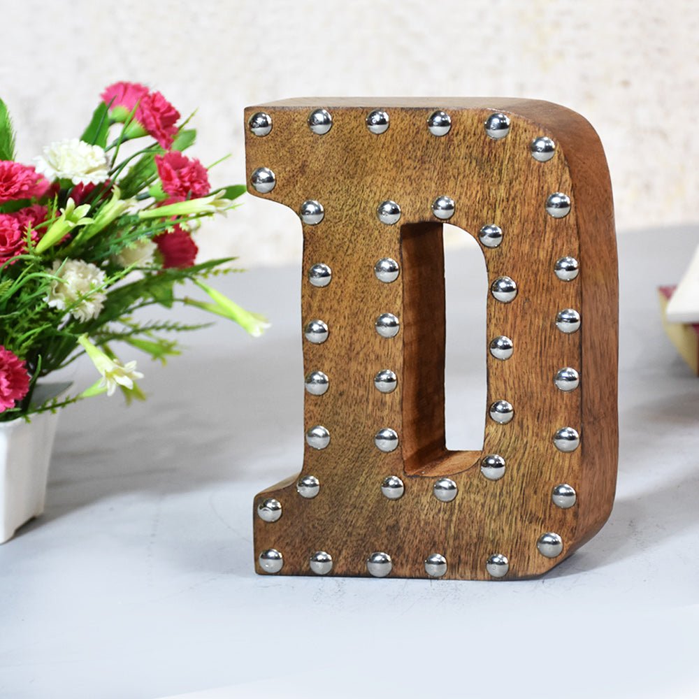 Studded Glamour Mango Wood Letter Blocks - BBH HOMES LLC