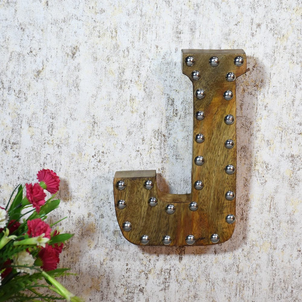 Studded Glamour Mango Wood Letter Blocks - BBH HOMES LLC