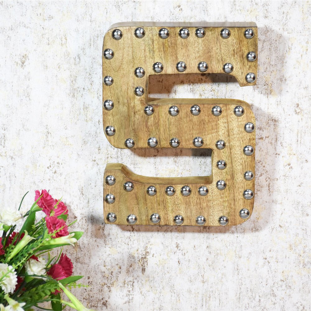 Studded Glamour Mango Wood Letter Blocks - BBH HOMES LLC