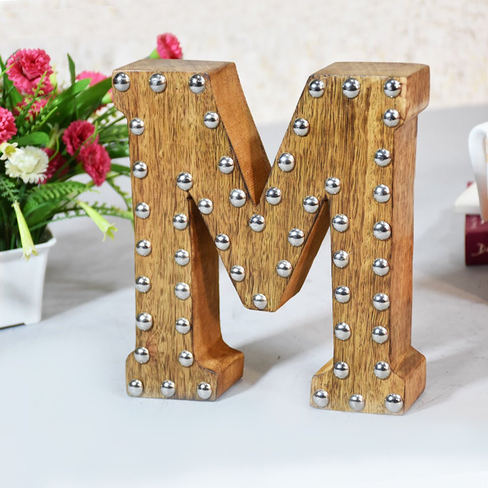Studded Glamour Mango Wood Letter Blocks - BBH HOMES LLC