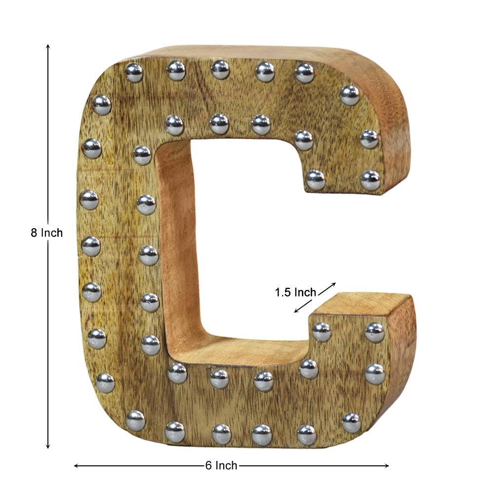 Studded Glamour Mango Wood Letter Blocks - BBH HOMES LLC