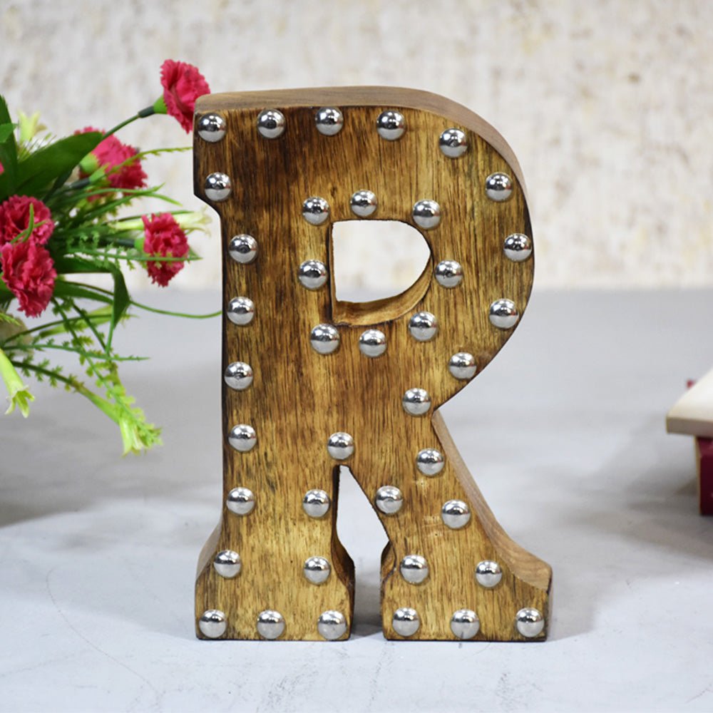 Studded Glamour Mango Wood Letter Blocks - BBH HOMES LLC