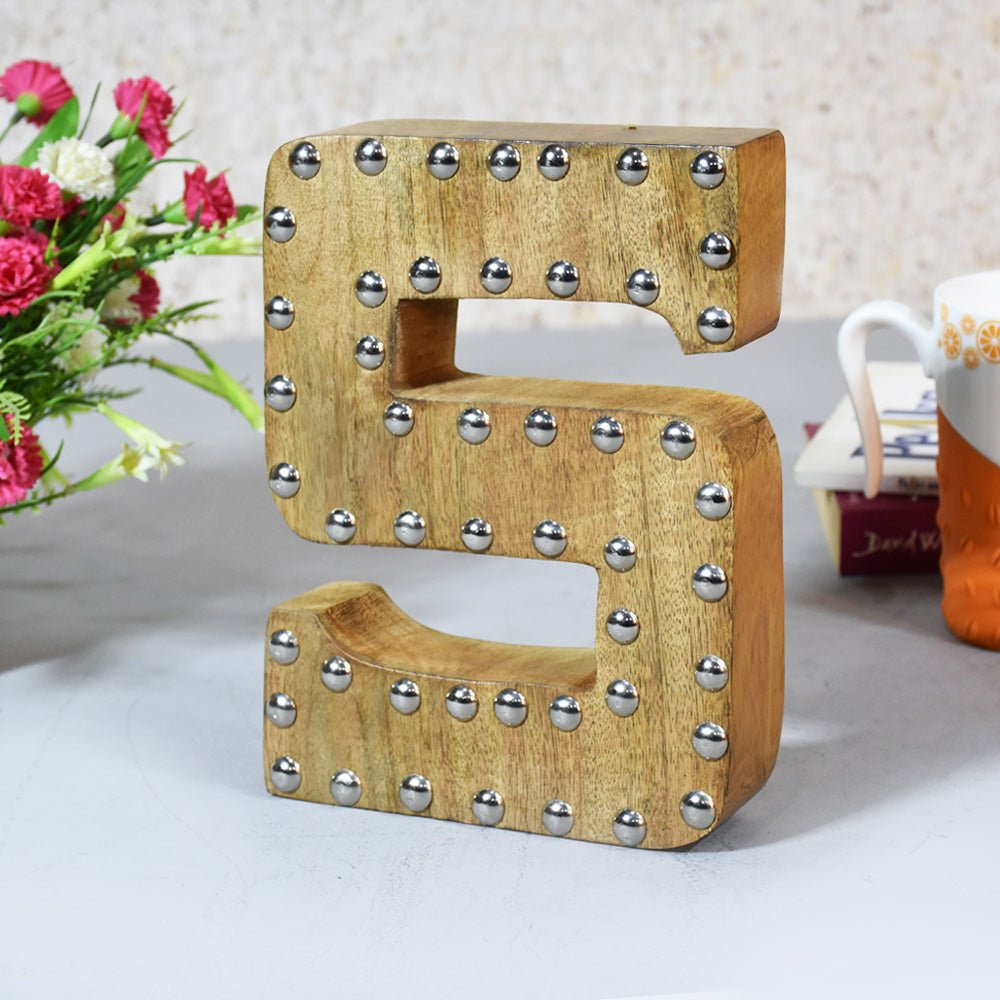 Studded Glamour Mango Wood Letter Blocks - BBH HOMES LLC