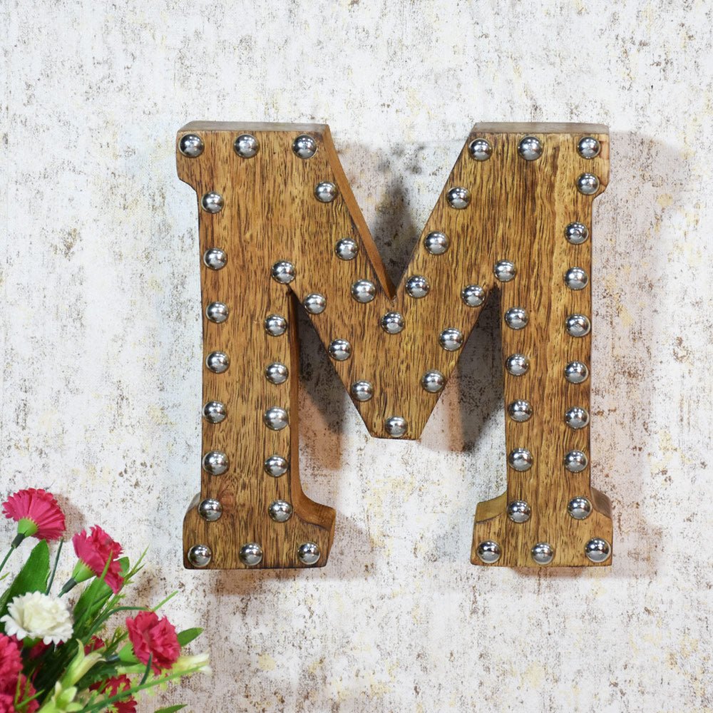 Studded Glamour Mango Wood Letter Blocks - BBH HOMES LLC